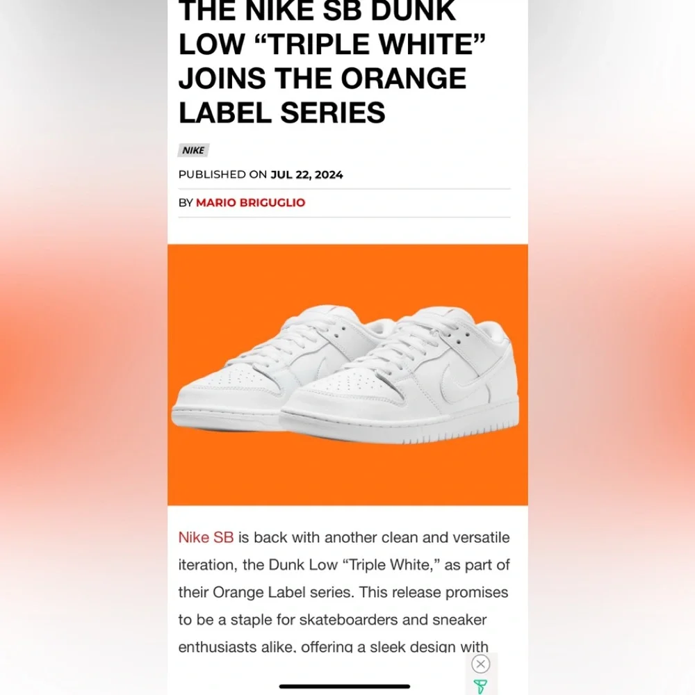 THE NIKE SB DUNK LOW "TRIPLE WHITE" - Picture 11 of 12